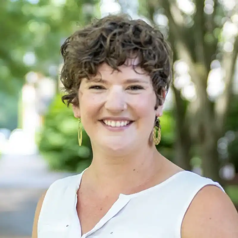 Houghton Universityprofessor Katrina Koehler standing outside