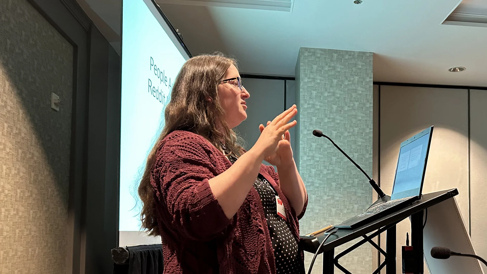 Houghton Universitypsychology professor Alison Young Reusser presenting at conference.