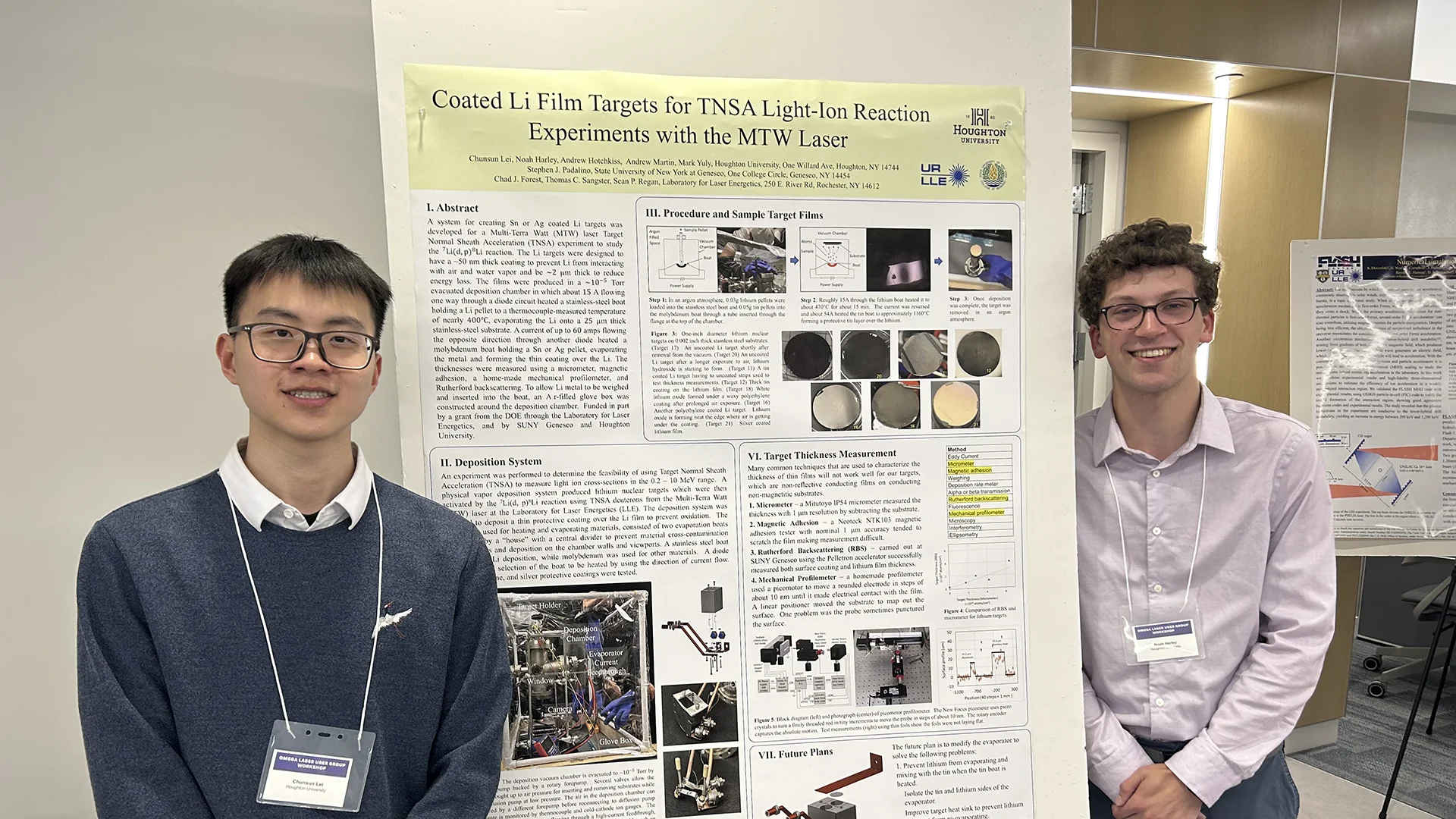 Houghton Universityphysics students Noah Harley ’25 and Chunsun Lei ’24 giving poster presentation.