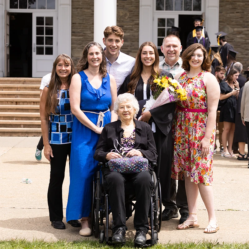 Houghton Universitygraduate with their family.