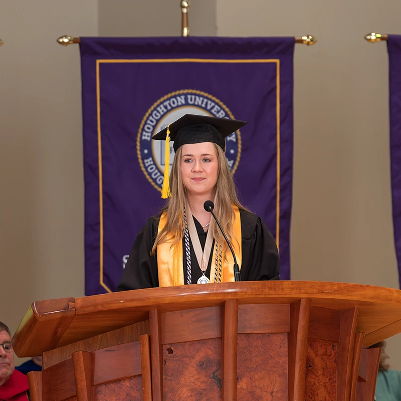 Houghton Universityco-valedictorian Abigail Wheeler.