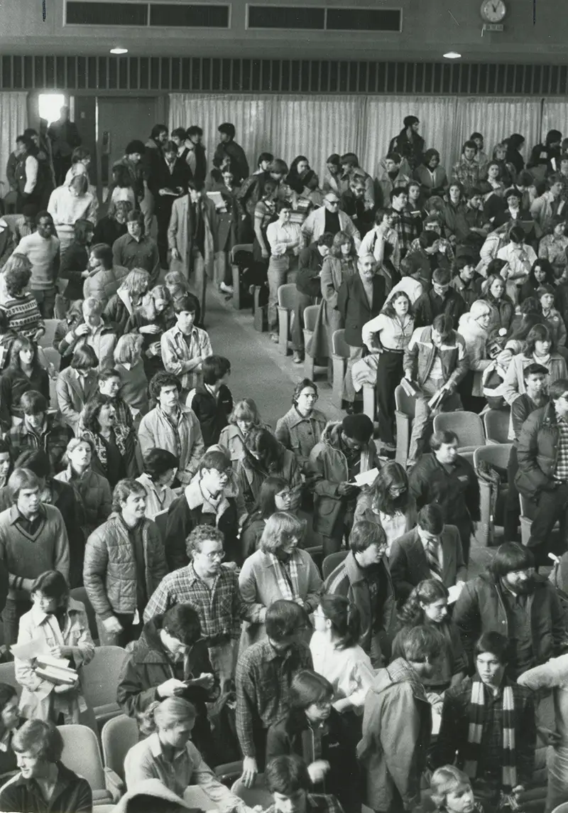 Houghton Universitystudents attending chapel.