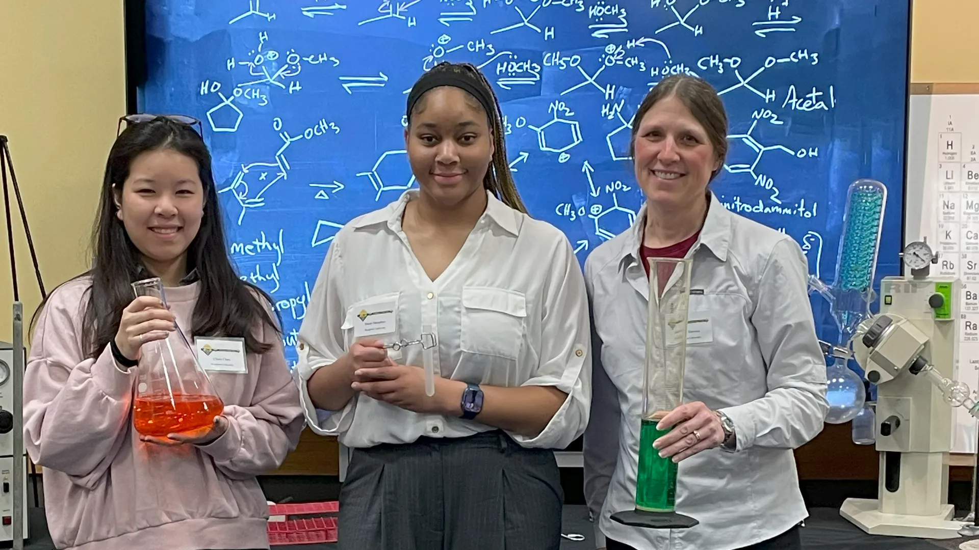 Houghton UniversityChemistry students with Professor Karen Torraca at a symposium
