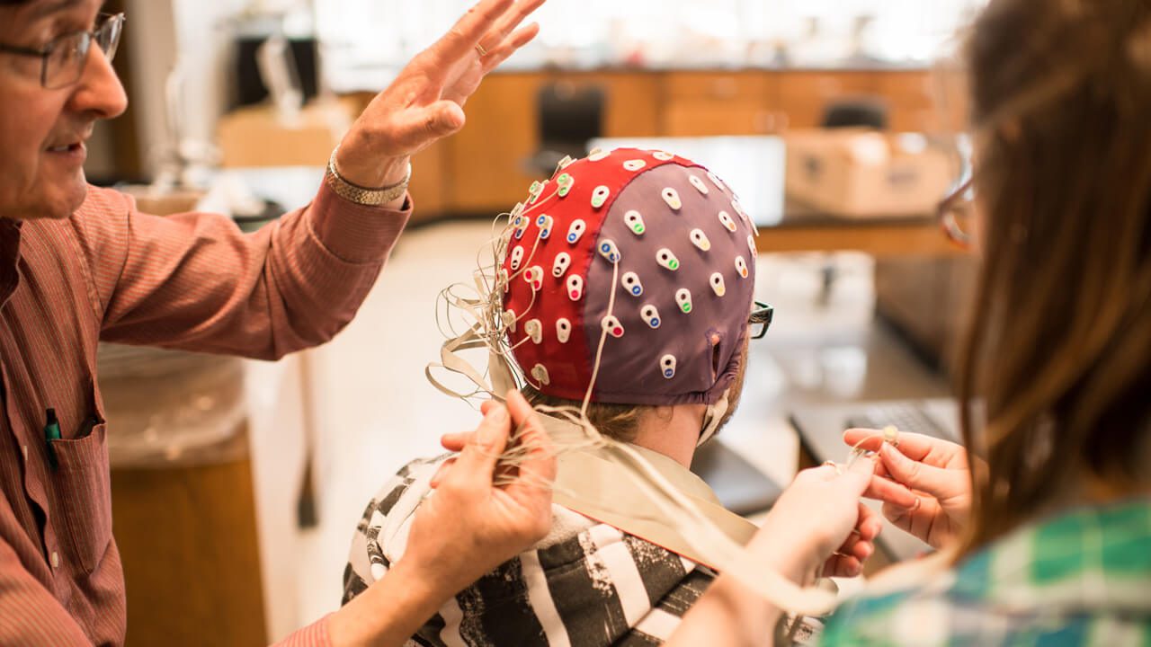 psychology students in the lab