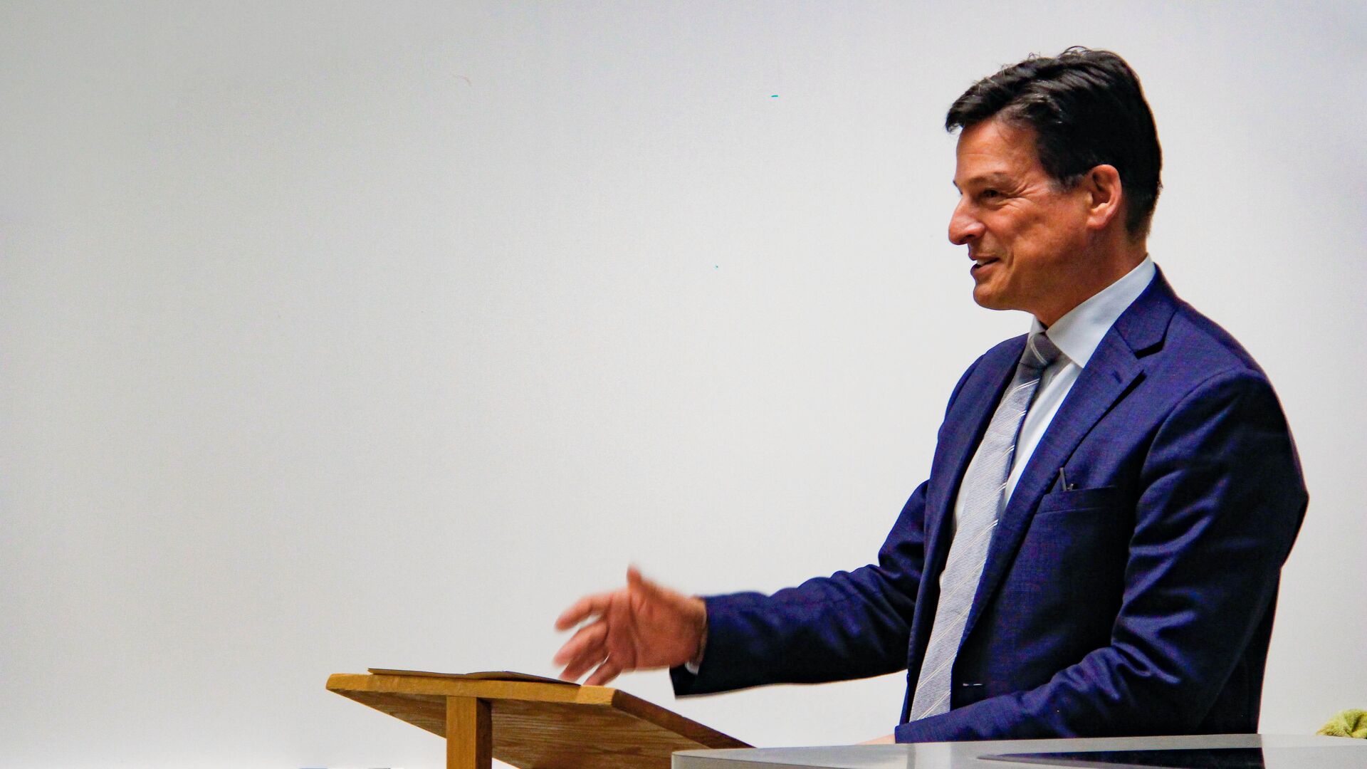 Dr. Paolo Carozza speaking at lecture series.