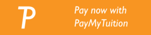 Orange rectangle with a large P and the test Pay no with PayMyTuition.