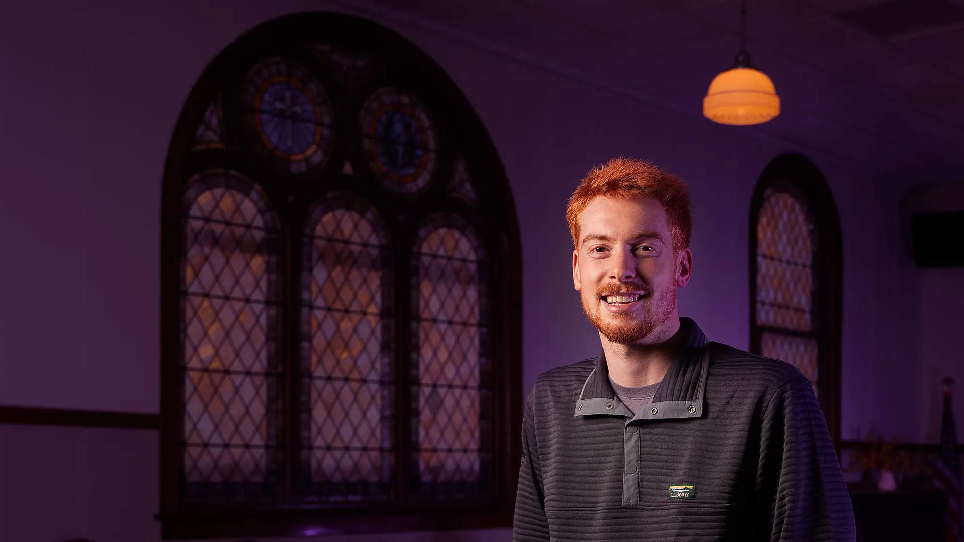 Houghton bible and theology student Elijah Sproull in church.