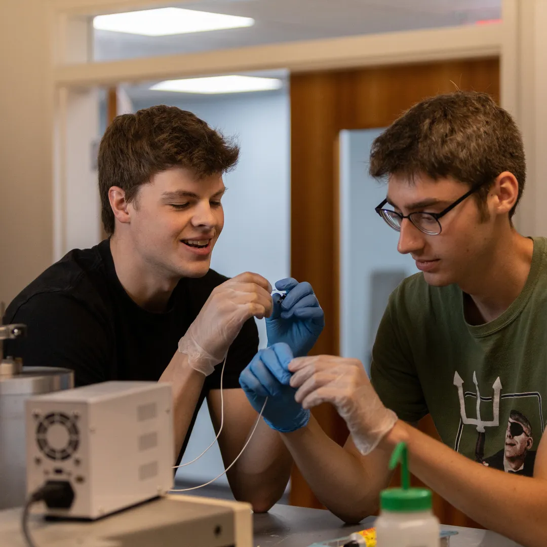 Two Houghton students working on research project at the Shannon Summer Research Institute.