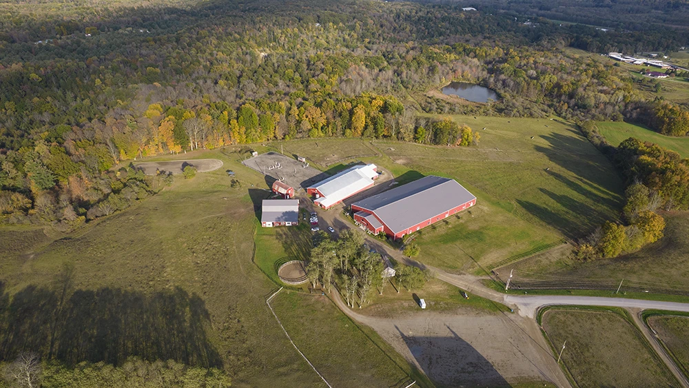 Aerial view of the ���Ͽ� Equestrian Center in the fall.